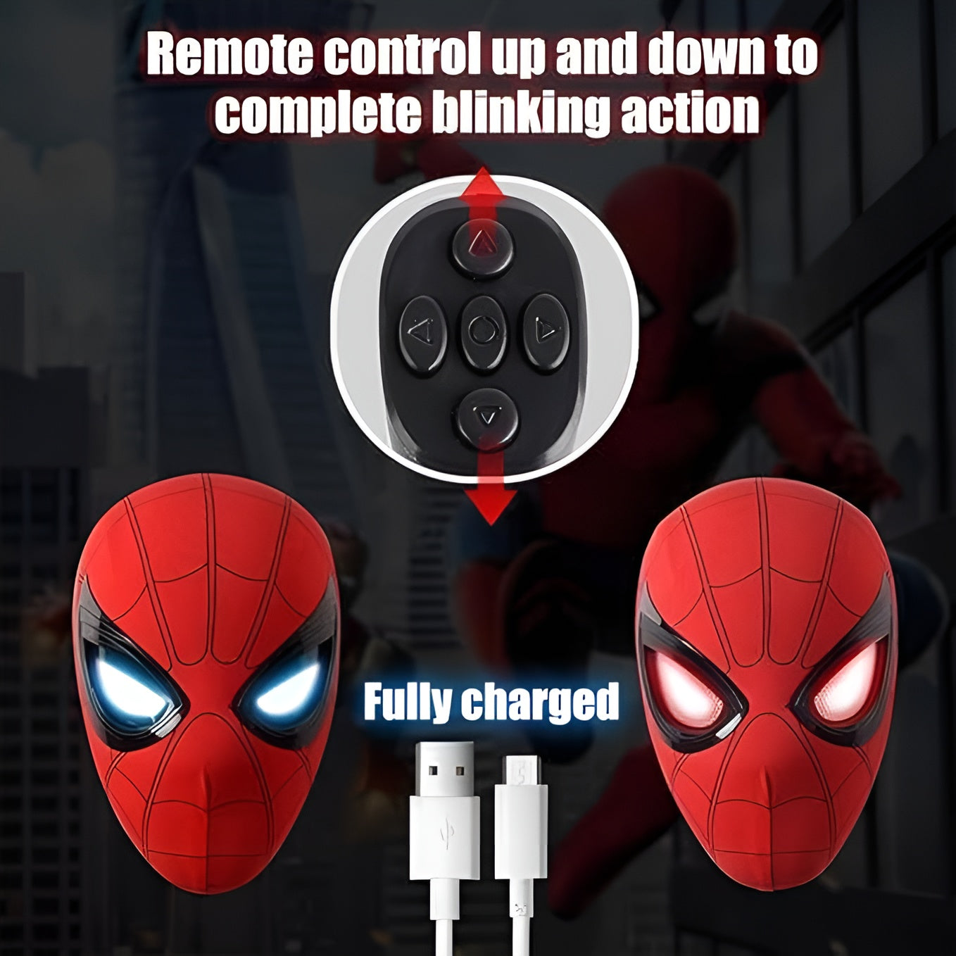 SPIDERMAN EYE BLINK MASK WITH RING REMOTE