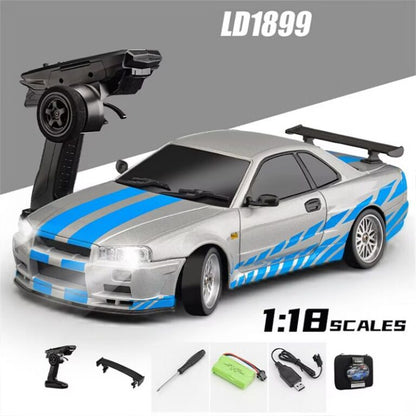 LDRC LD1899 Nissan Skyline GTR R34 1/18 Scale RWD RC Drift Car with Gyro & LED – RTR India